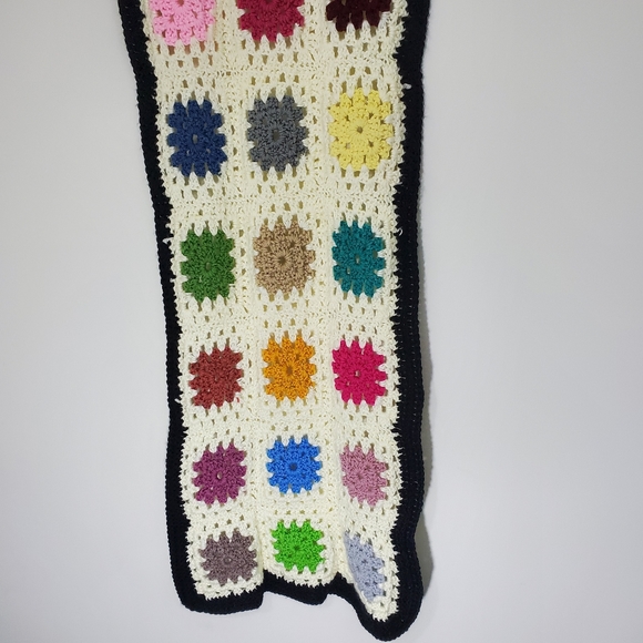 Granny Square Multicolored Crocheted Scarf - Picture 10 of 13
